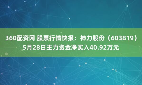 360配资网 股票行情快报:神力股份(603819)5月28日主力资金净买入40.92万元