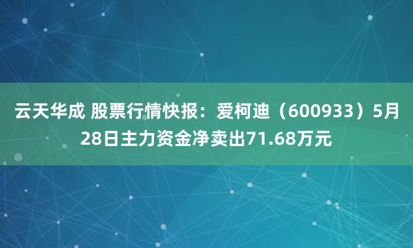 云天华成 股票行情快报:爱柯迪(600933)5月28日主力资金净卖出71.68万元
